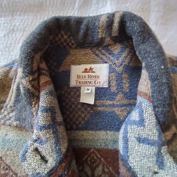 Blue River Trading Co. Native American Blanket Pattern Jacket Blazer USA Med - Picture 4 of 8